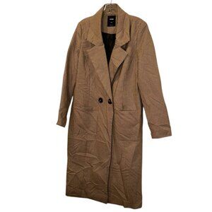 Cotton on red green hounstooth tweed long coat jacket M